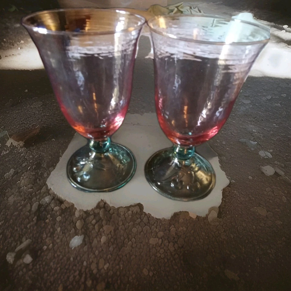 Juego de 2 copas de vidrio de sandía vintage Pfaltzgraff para fiesta de jardín sin astillas Foto 2 de 4