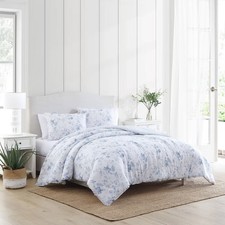 Laura Ashley 3pc Full/Queen Belinda Comforter Bedding Set Blue