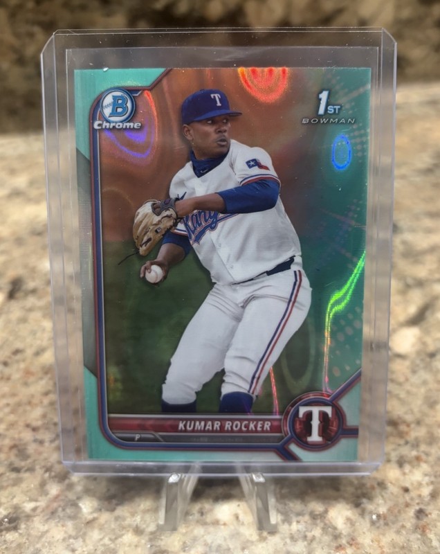 2022 Bowman Draft - Chrome Kumar Rocker #BDC-164 Aqua Lava Refractor /199 (RC)