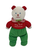Vintage Eden My First Christmas Soft Plush Christmas Teddy Bear Green Red White