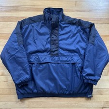 Vintage 90s Nike Anorak Jacket Mens XL Blue Swoosh Logo Quilt Lined Half Zip