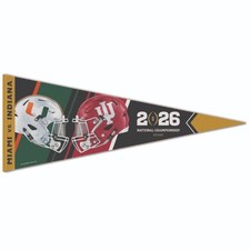 2025-2026 National Championship Indiana Hoosiers Miami Hurricanes 12x30 Pennant