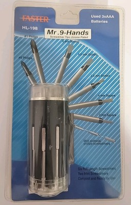 8-in-1 Multi-Bit Screwdriver Set with LED Flashlight & Belt Clip Mr. 9-Hands