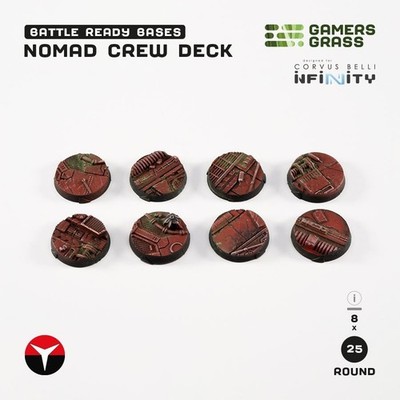 Gamers Grass Nomad Crew Deck Bases, Battle Ready - Round 25mm (8x)