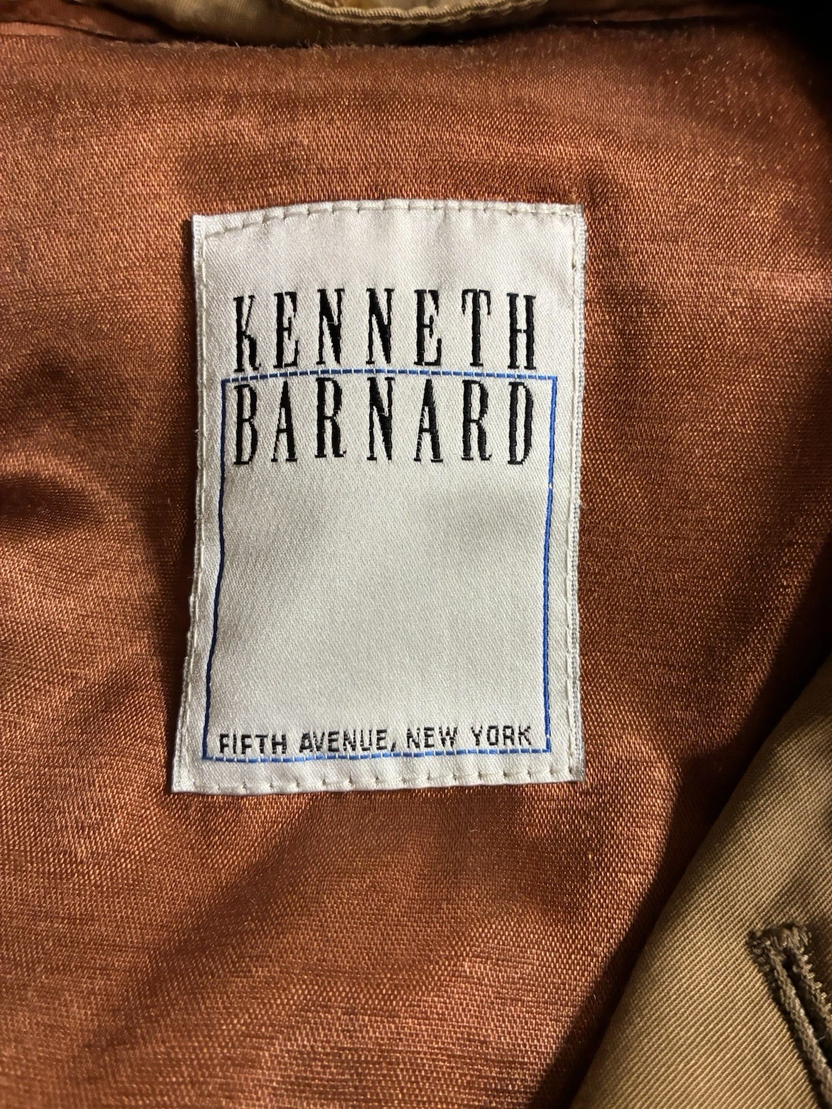 Kenneth Barnard Dbl Breasted Trench Rain Coat Mens 42L Beige Vtg Belted  w Liner image 2