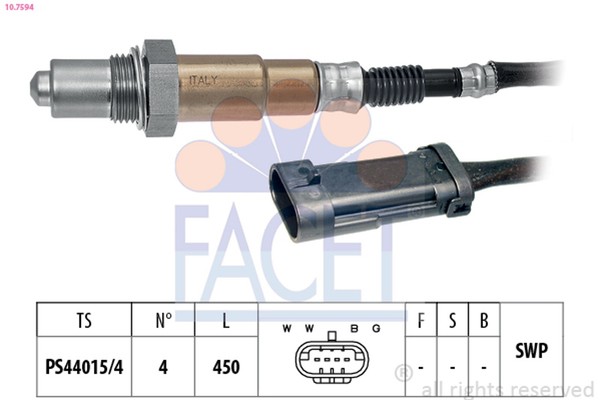 Facet Lambdasonde Sensor Abgassteuerung 10.7594 FüR Dacia Renault Clio 3 BR0 CR0-image
