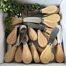 Lot of 24 Butter Spreaders / Knives ~ Customizable Bamboo & Metal Flatware