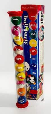 Vintage TOMY Ball Party Pick Up Tube 10 Numbered Balls Toddler Learning Toy