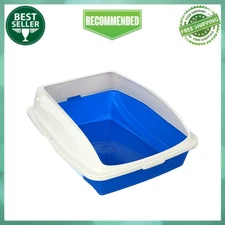Open-top Pets Large High Sided Cat Litter Box with Frame, BPA-Free, Blue, CP4