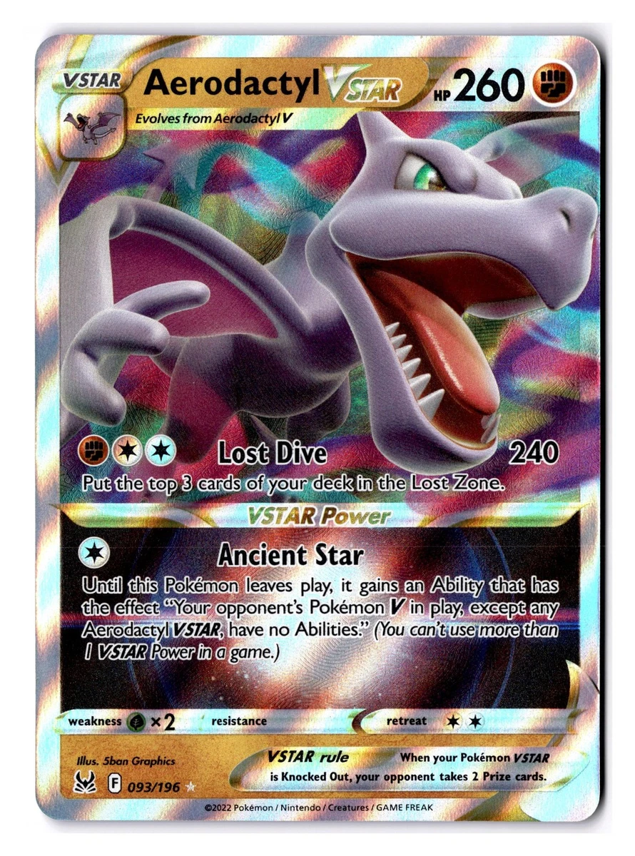 pokemon tcg lost origin 093 196 aerodactyl vstar card - 093/196 your opponent takes 2 Prize cards. Aerodactyl V & VStar Lost
