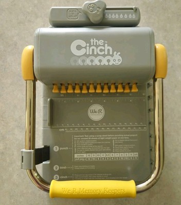 The Cinch Book Binding Machine Tool We R Memory Keepers Gray & Yellow Read Desc.
