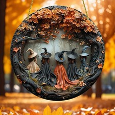 2D Flat Print Halloween Witch Hanging Acrylic Wall Window Sign Halloween Decor