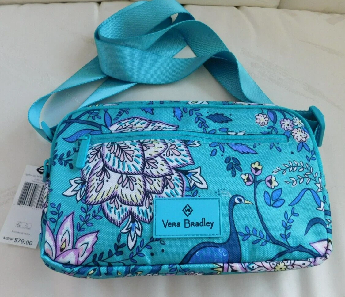 VERA BRADLEY Lighten Up Crossbody RFID Little Hipster - Peacock Garden -  NWT