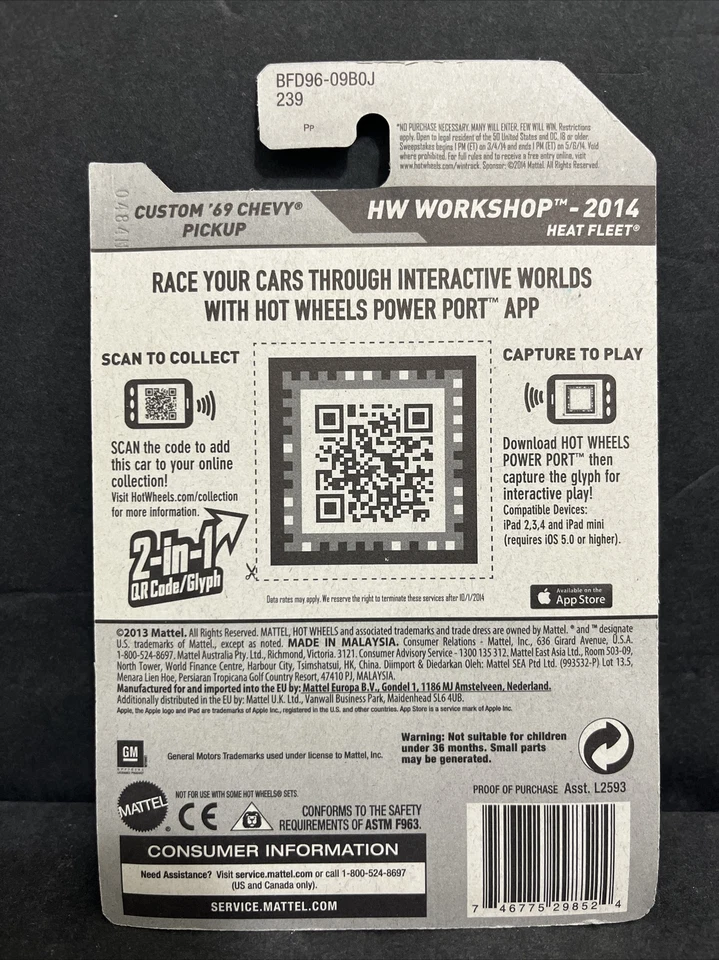 Camioneta Chevy Hot Wheels Custom '69 naranja quemado taller #217/250 1:64 Foto 2 de 2