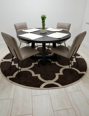 Round Rug 6 Brown Contemporary Dining Room Bedroom Area Brown Contemporary Dining Room Bedroom
