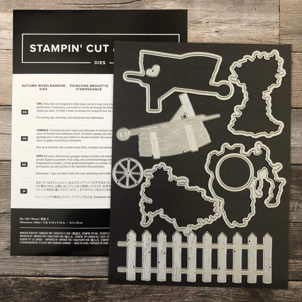 Stampin Up AUTUMN WHEELBARROW Dies Fence Gate Stampin’ Cut & Emboss Dies