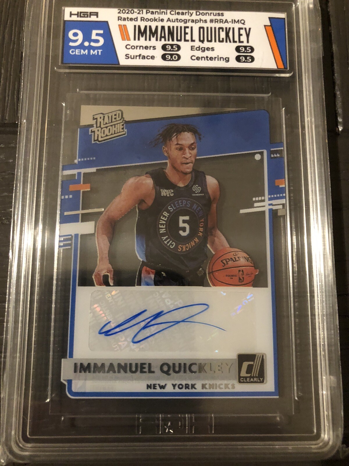 2020 Panini Clearly Donruss Rated Rookie Immanuel Quickley Auto Mint 9.5