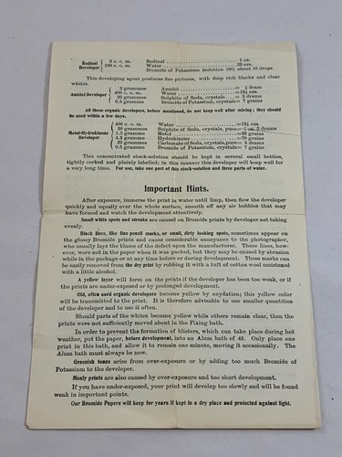 Antique Advertising Directions Photography Rotograph Bromide Eastman Kodak Paper - Picture 3 of 7
