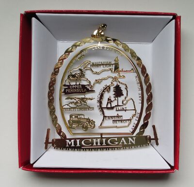 Michigan State Ornament Detroit Flint Great Lakes Lansing Travel Souvenir Gift