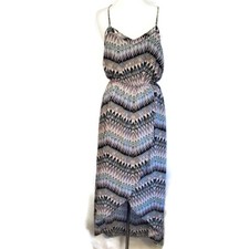 Sanctuary Maxi Dress Womens Strappy Waterfall Geometric Keyhole Racer Back M