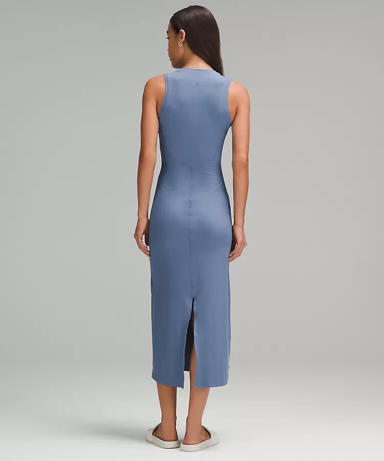 all aligned ribbed midi dress New Lululemon All Aligned Ribbed Midi Dress Size 8 Oasis Blue- LW1EA5S OASB