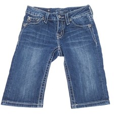 Miss Me Bermuda Jean Shorts Blue Girls Youth Size 12 Low Rise Embellished