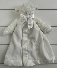 BEARINGTON Baby Lamb Lovey Blanket White Plush Satin Security Clutch Blessed