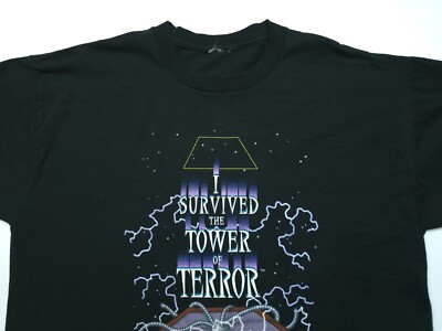 VTG 90s Mickey Inc Adult Large Walt Disney I survived The Tower Of Terror  Shirt