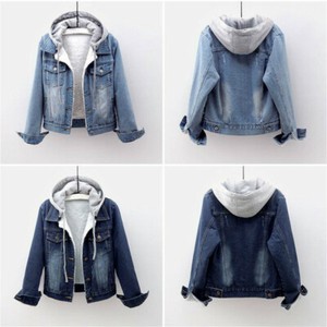 Femme Doublure Polaire Veste Jeans Épais Capuche Hiver Chaud Rétro  Décontracté | eBay