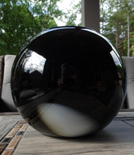 Vintage Black & White Bohemian Art Glass Sphere Ball Vase