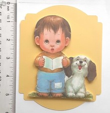 Baby Boy Puppy Dog Singing Card Front Scrapbook Embellishment 603