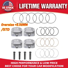Oversize +0.50MM / STD Piston Ring & Pistons Kit For 1.6L Hyundai Kia Accent Rio