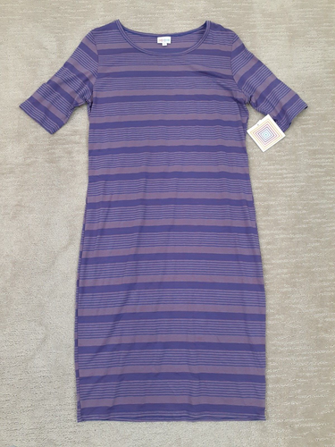 LuLaRoe Dress Womens XL Purple Striped Julia Dress Scoop Neck Short Sleeve NWT - 第 1/8 張圖片