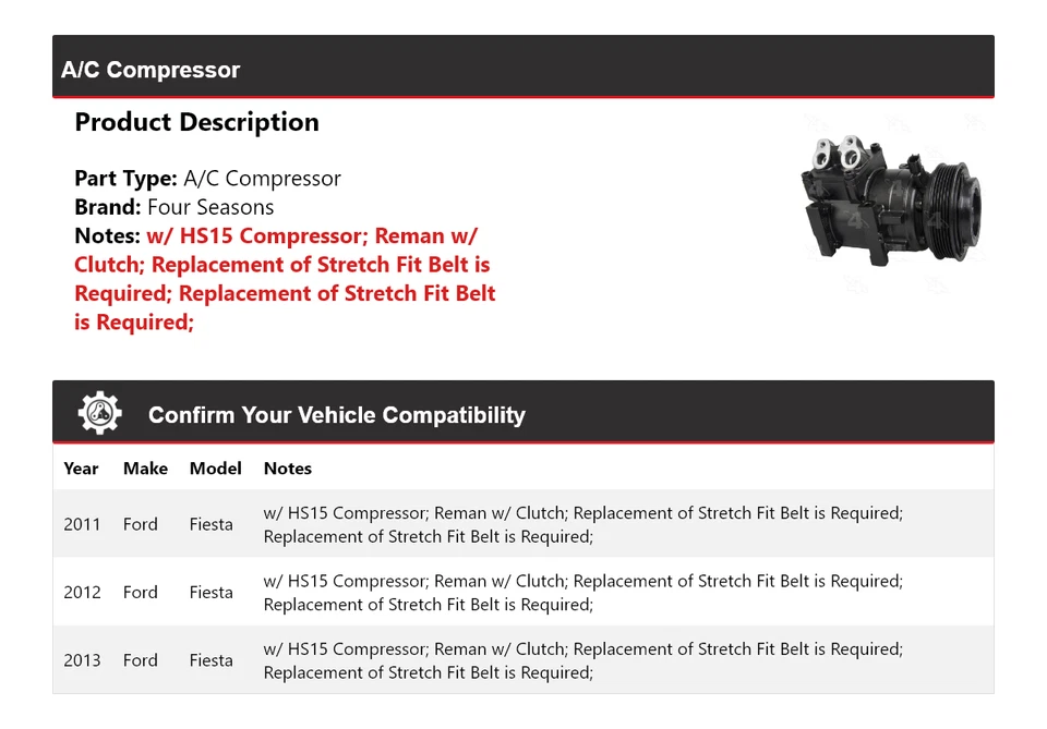 Compressor AC Ford Fiesta 2011-2013 4 temporadas 2012 - Imagem 2 de 4