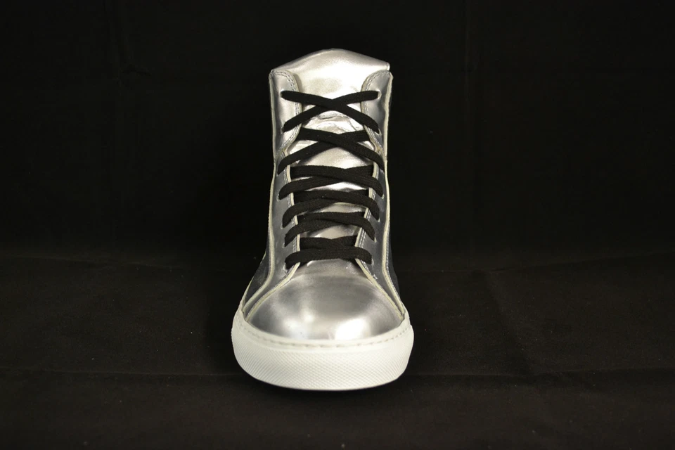 SCARPE SNEAKERS ARGENTO 37 ARTIGIANALI VERA PELLE 100% MADE IN ITALY - Immagine 4 di 4