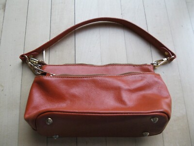Divina Firenze Lilla Italy Leather Triple Zip Compartment Shoulder HandBag Brown