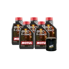 5L Motul 8100 X-CLEAN + 5W30 Wix Filter Motor Oil Change Kit API SN/CF