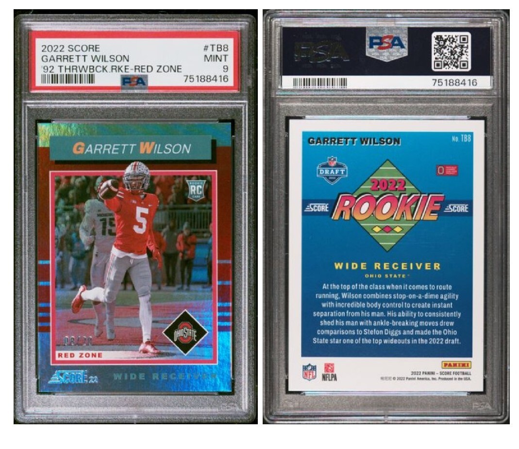 Garrett Wilson Panini Score 1992 Throwback Rookie #TB8 Red Zone