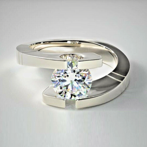Bague de mariage en diamant 3,00 ct VVS1 véritable bague en or blanc massif 14 carats ronde taille 7 - Photo 1 sur 3