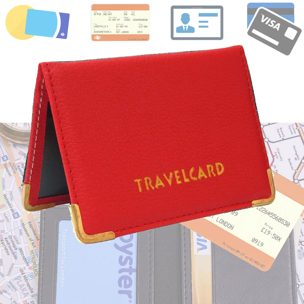 REAL LEATHER Travel Card Holder Wallet Bus Pass Ticket Soft Slim Case
