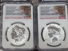 2023 S NGC REVERSE PROOF PF69 SILVER MORGAN & PEACE DOLLAR 2 Pc Coin Set 001