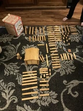 Vintage Antique Toy Let's Pretend Fort Sam Wood Building Block Set Original Box