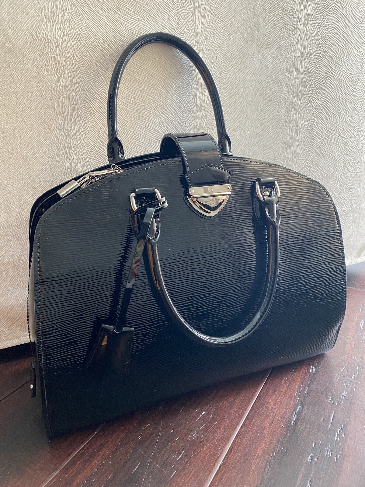 Borsa Louis Vuitton nera Cuir Epi Pony Neuf manico superiore argento ferramenta chiusura zip