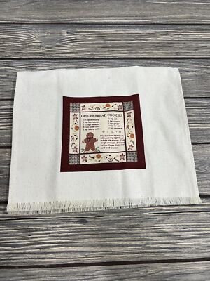 Vintage Christmas Decoration Gingerbread Cookie Recipe Tea Towel 11  X 18 