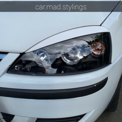 White Plastic Headlight Eyebrows For Vauxhall Corsa D (VXR/SRI) - Light Covers / Eyelids