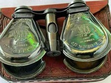 Nautical Brass Binocular w/ Leather Case Vintage Binoculars/Genuine Spyglass