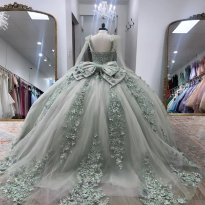 slim fit dress slacks Quinceanera Dress Sage Green | Girl Dress Sage Green main image 0