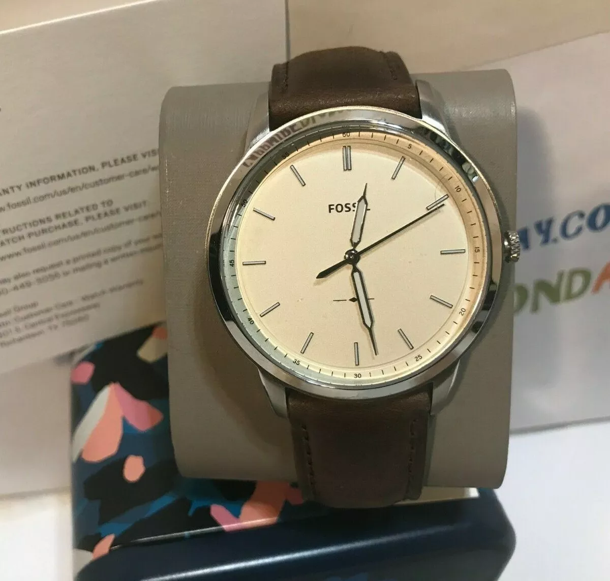 Fossil Men s 44mm The Minimalist Three Hand Brown Leather Watch