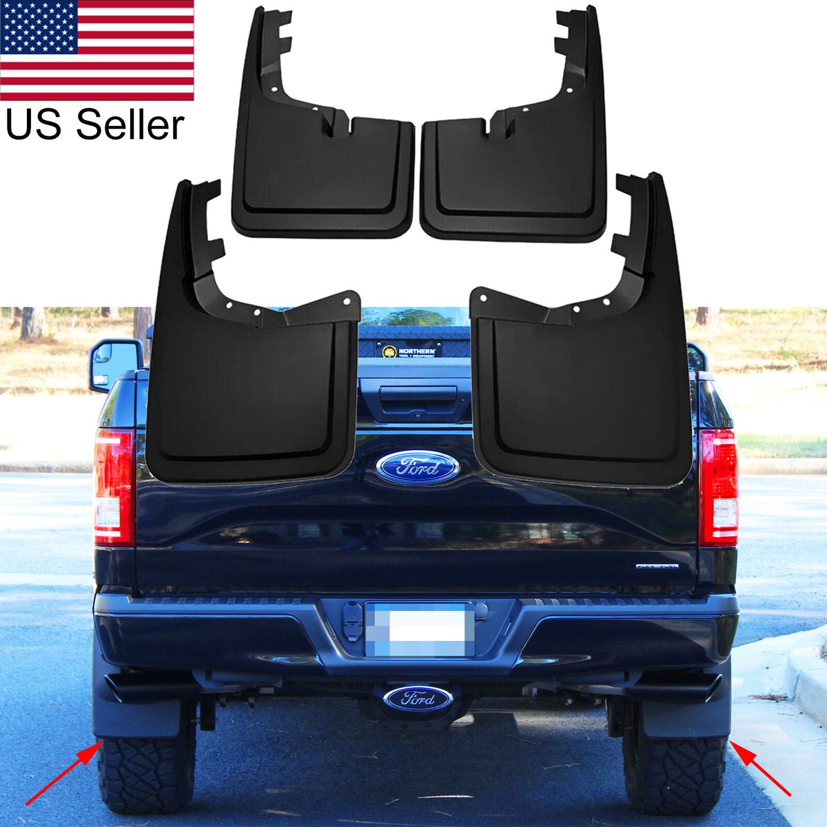For 2021-2025 Ford F-150 F150 F150 Black Guards Splash Mud Flaps W
