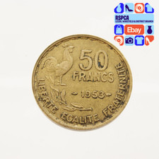 Vintage 1953 50 French Francs France Republic Rooster Coin